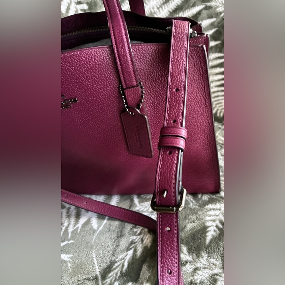 Coach Pebbled Leather Tote in Plum - Picture 11 of 16